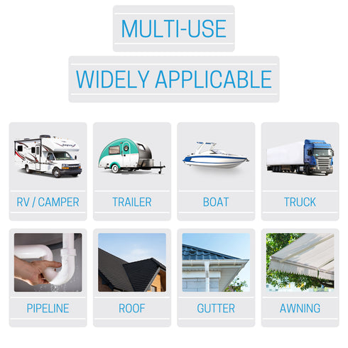 RV Sealant Tape, Roof Patch Repair Tape, Waterproof Leak Tape for RV punctures, Boat Sealing, Camper, Awning, Canopy, Tents, Tarpaulin and Greenhouse